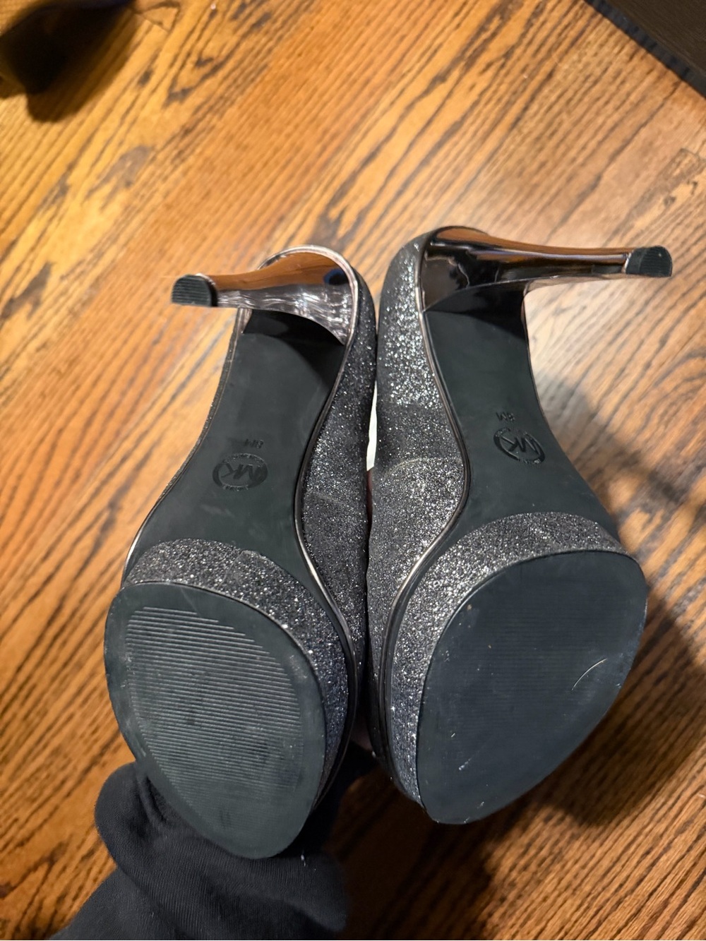 Michael Kors Black Glitter Platform Stiletto Heels
